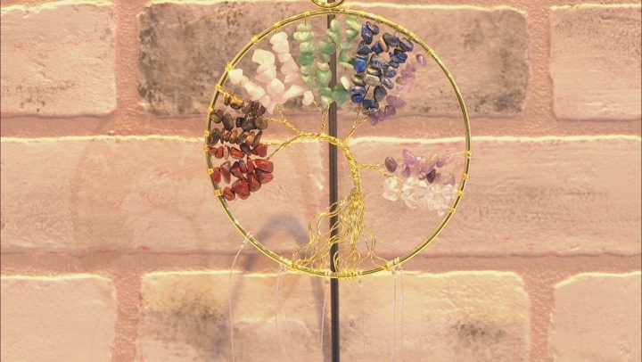 Multi-Gemstone Tree of Life with Agate Slices Wind Chimes Appx 13-15" in Length Video Thumbnail